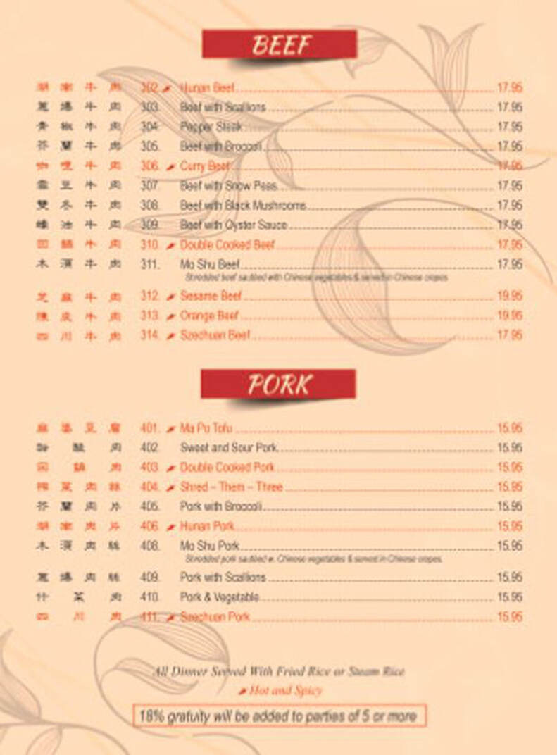 Dinner Menu